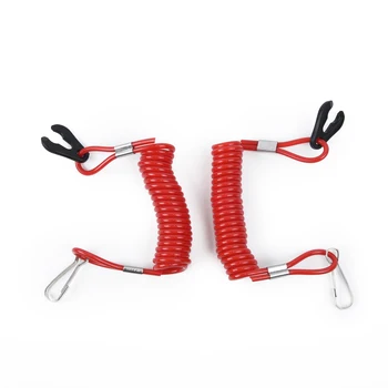 

2pcs For Mercury Yamaha Honda Rotating Spring hook TPU+PVC Boat Safety Ropes 1.6m Kill Switches Key Lanyard