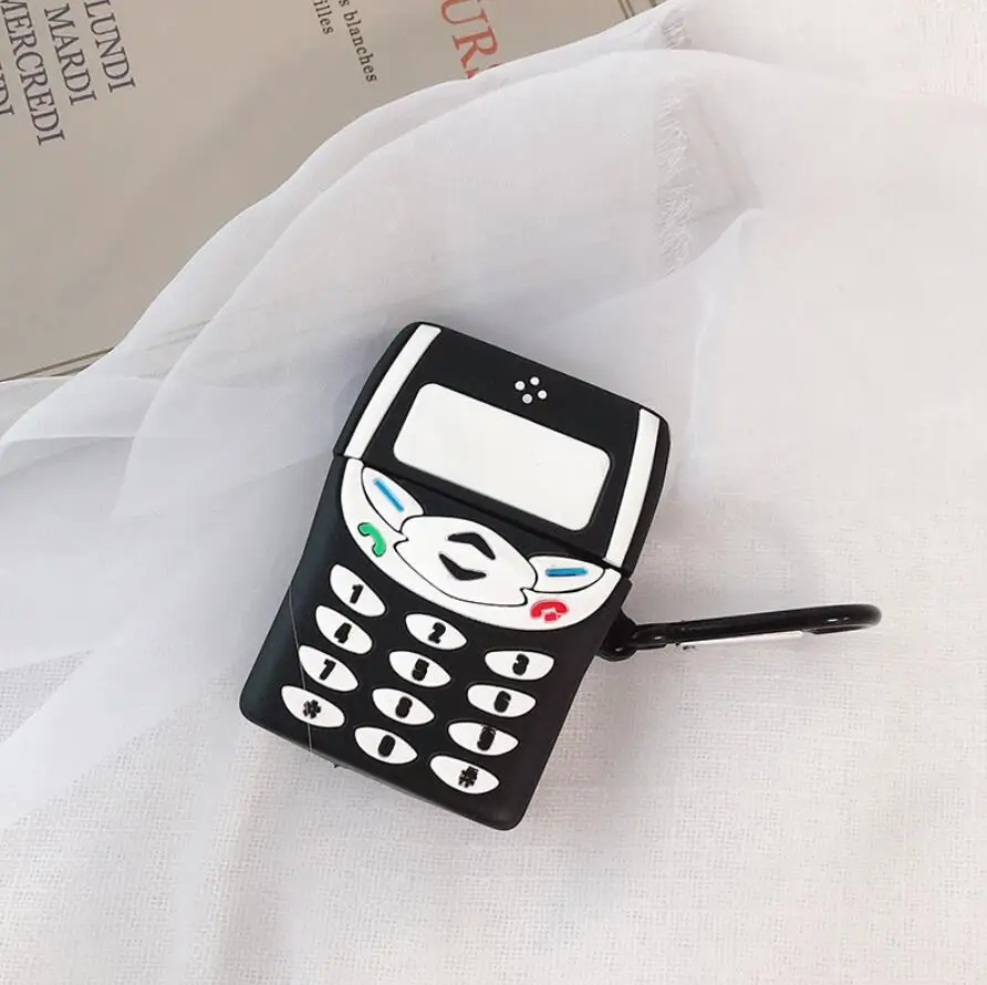 Ретро винтажный мобильный телефон сотовый телефон камера стиль кольцо клип мягкий резиновый силиконовый чехол для AirPods 2& 1 - Цвет: 1