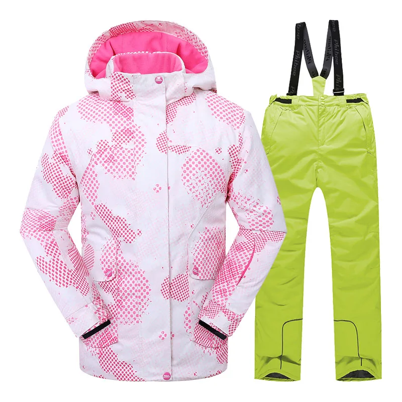 Комплекты зимней одежды для девочек ветрозащитная Лыжная куртка и штаны, комплект верхней одежды для детей, Детский Теплый Лыжный костюм для мальчиков и девочек - Цвет: PH81817Yellow