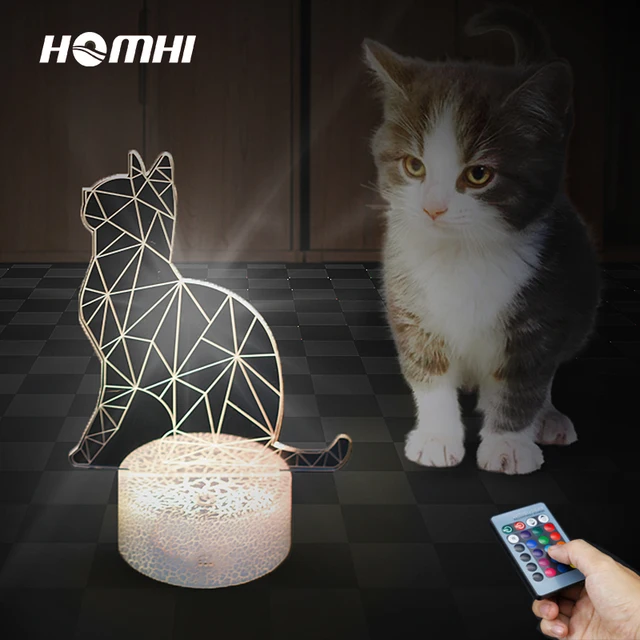 Cat 3D Night Lamp kitty LED table decorate light Novelty touch sensor light creative Christmas gift decoration home battery lam