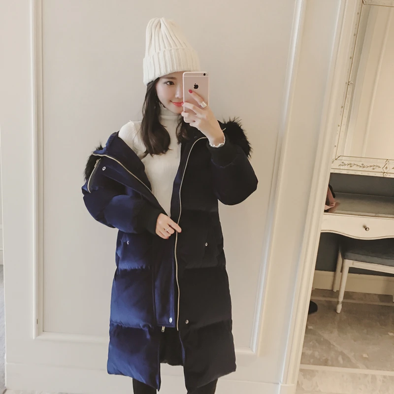 royal blue Tcyeek/толстая зимняя куртка для женщин, парки, меховая шапка, хлопковое пальто, длинная корейская модная одежда, топы, Куртка парка Mujer LWL822 - Цвет: royal blue