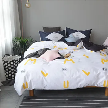 

Simple Style Home Textile Alphabetic 3/4pcs Bedding Set Bed Cover Bed Sheet Duvet Cover Pillowcase Bed Linen Bedclothes Queen