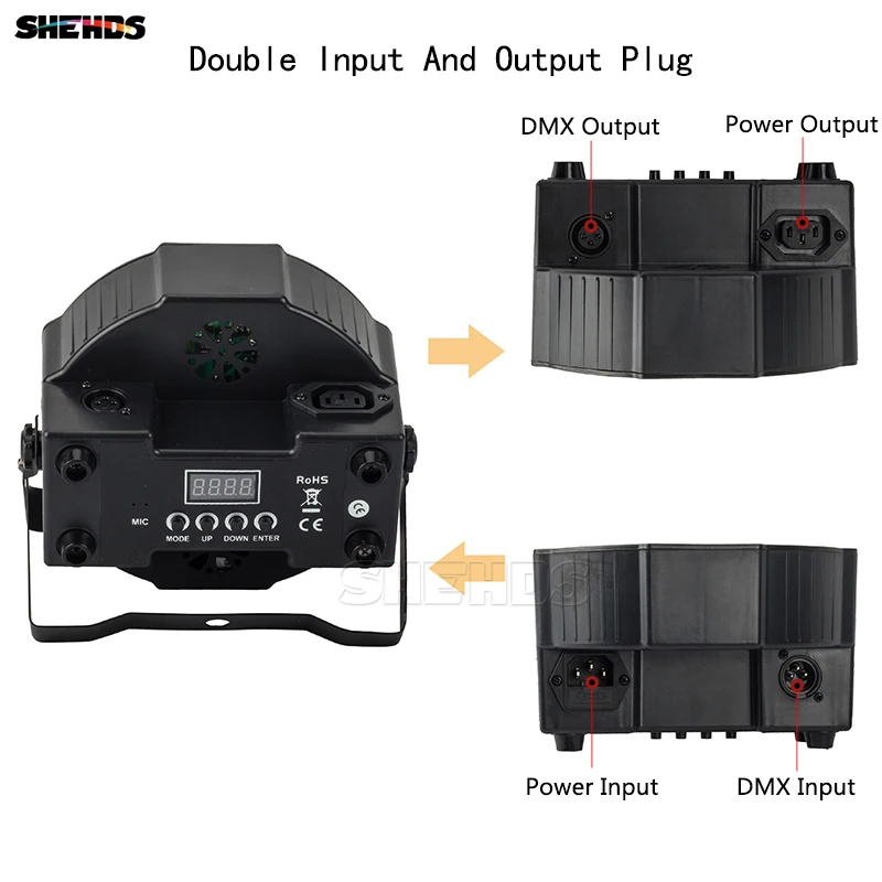 SHEHDS 4 шт./лот светодиодный плоский Par 7x18 Вт RGBWA+ UV 6в1 DMX512 сценический эффект освещение для DJ Дискотека и Вечерние Быстрая