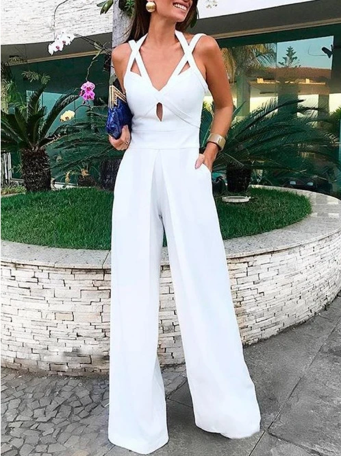 white halter jumpsuit plus size