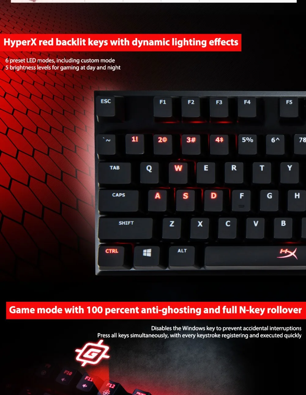 HyperX сплав FPS Механическая игровая клавиатура задний светильник светодиодный 100 процентов анти-ореолы и fFull n-ключ опрокидывания вишневая клавиатура
