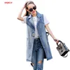 New Korean Sequins Vest Women Coat Hole Ripped Vintage Long Denim Jackets Female Autumn Fashion Large Size Jean Waistcoat W968 ► Photo 3/6