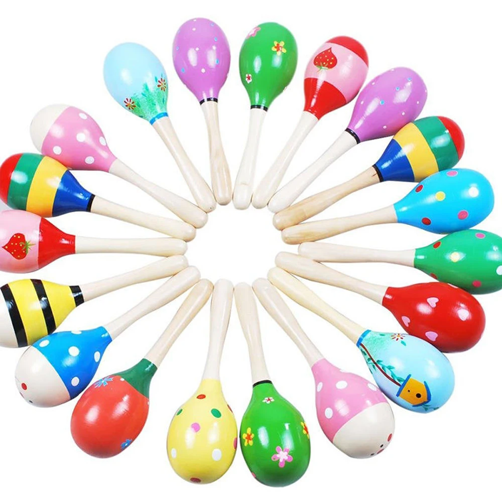 

Kids Gift Cute Sand Hammer Rattle Musical Instrument Percussion Wooden Ball Toy