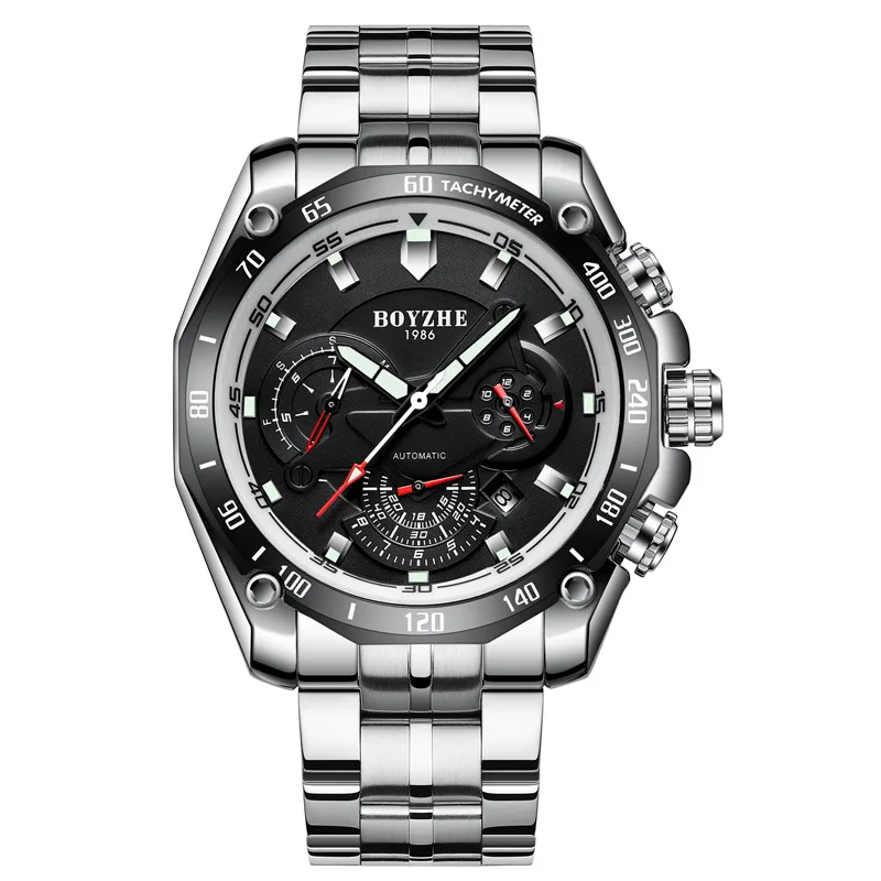 Роскошные брендовые автоматические часы мужские механические часы 44 мм военные спортивные часы дорогие водонепроницаемые светящиеся часы Relogio Masculino - Цвет: BOY03