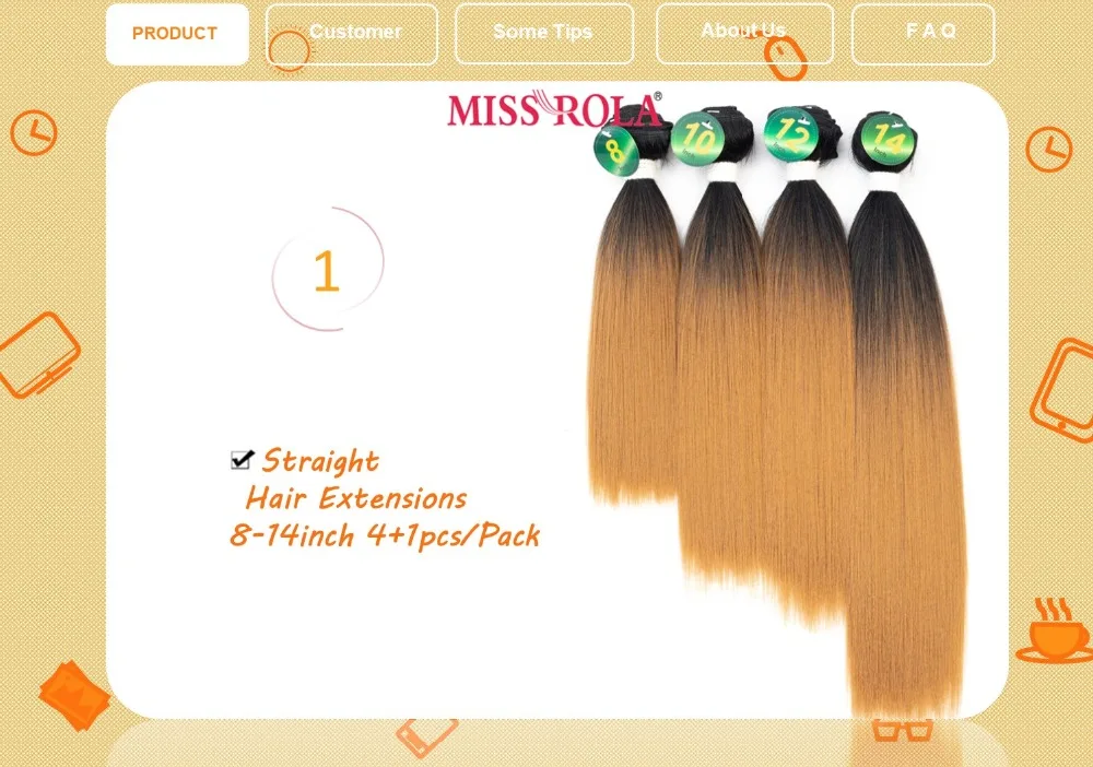 Miss rola cabelo liso, cabelo sintético ombré