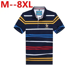 Plus size 10xl 9xl 8xl 7xl 6xl 5xl Cotton camisa Men Polo Shirt 2017 Casual Striped Slim short sleeves big large size loose