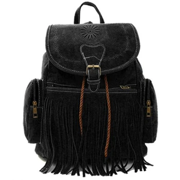 

Retro Tassel leather Backpack Women drawstring backpacks Female school bags for Teenage girls travel bag Bagpack Mochila plecak