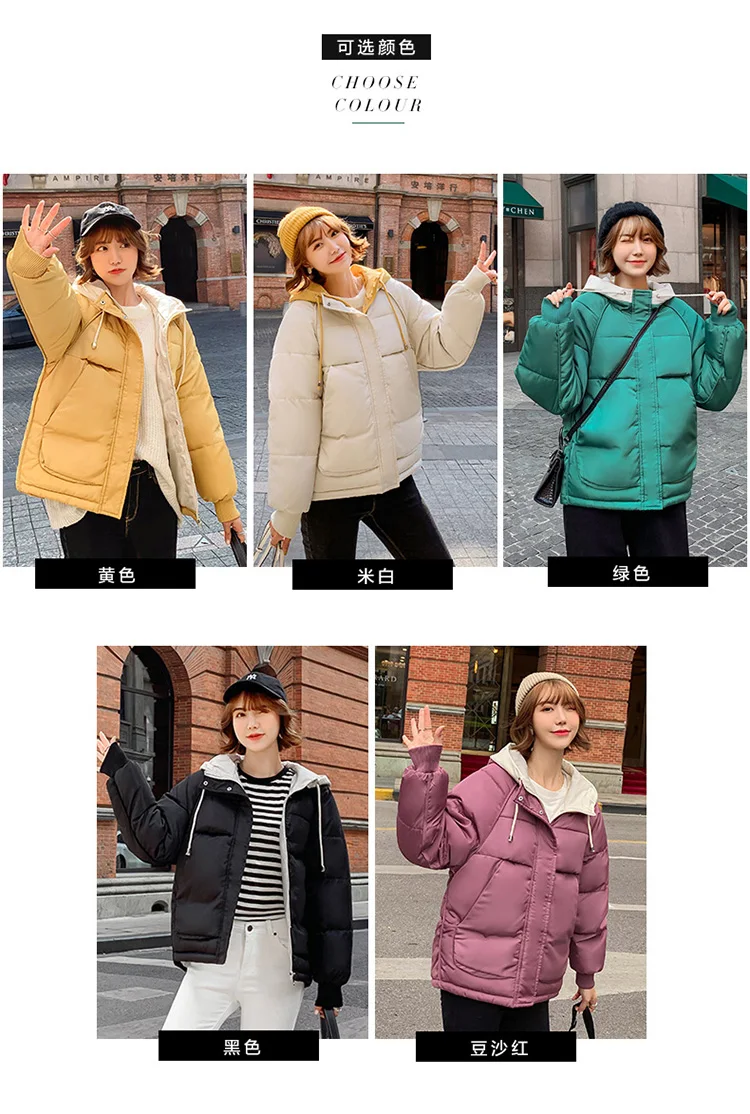 Высококачественные женские парки зимняя куртка женская короткая куртка с карманами с капюшоном теплая парка пальто Женская Стеганая куртка