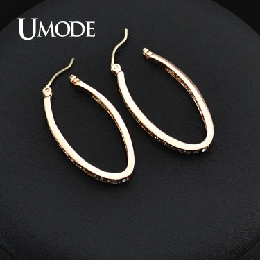 UMODE Овальные серьги кольца с покрытием из розового золота 18к украшенное