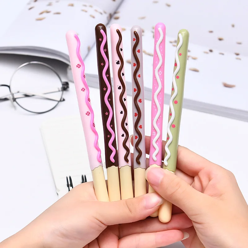 

1PC 0.5mm Korean Cute Kawaii Chocolate Biscuits Cake Gel Pen Black Ink Set For Writing Office School Supplies Stationery