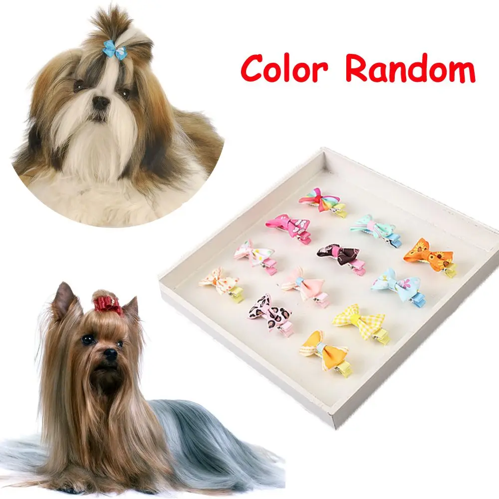 

5PCS Color Random Dog Kitten Puppy Cute Pet Butterfly Hair Clips Hair Barrette Grooming Floral Solid Cotton Bow Flower Hairpins