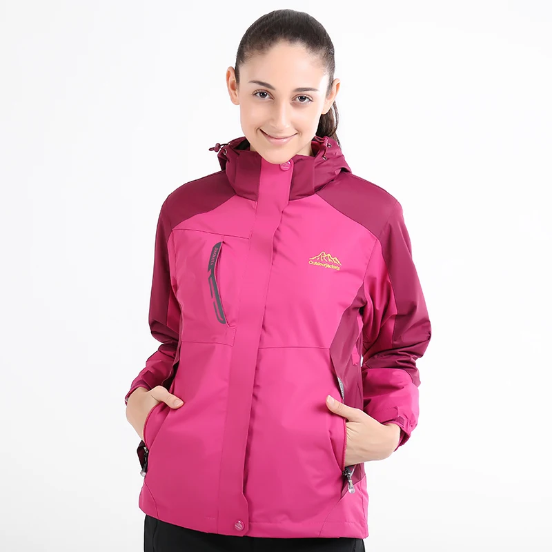 Warm Women 3 in 1 Hiking Jackets Winter Outdoors Sport Coats Two Pieces