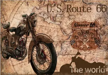 

Retro Motorcycle Map backdrop Vinyl cloth High quality Computer print wall photography studio background