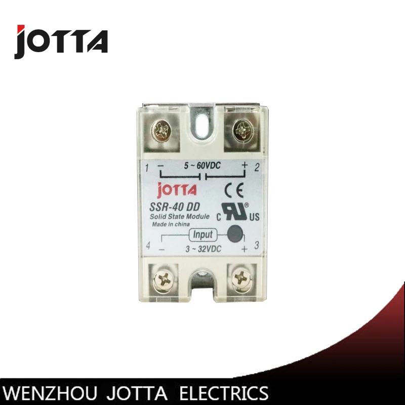 

SSR -40DD DC control DC SSR white shell Single phase Solid state relay 40A input 3-32V DC output 5~60V DC