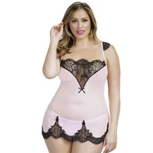 Plus Size Sexy Lingerie Women Lace Pachwork See Through Erotic Lingerie 5XL 4XL Babydoll Sexy Underwear Sex Costumes