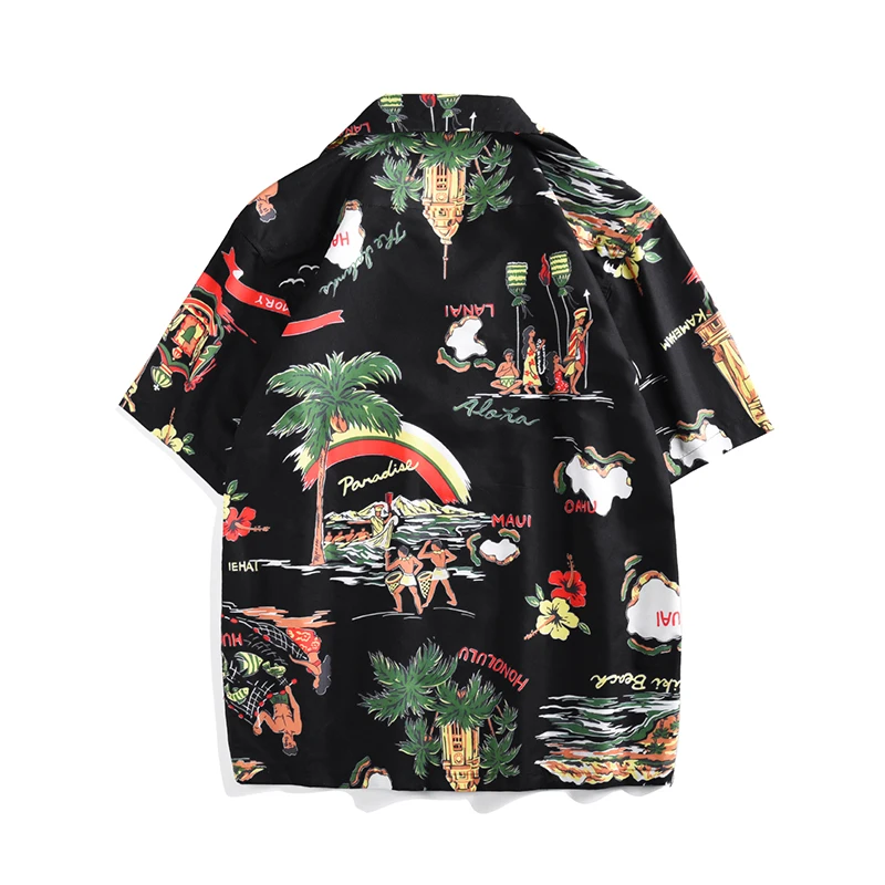 Гавайские пляжные рубашки летние мужские рубашки короткий рукав остров печати шаблон Свободные каникулы chemise homme