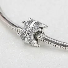 925 пробы серебряная подвеска в форме короны принцессы с прозрачными чешскими бусинами S925 подходит для самостоятельного изготовления браслетов, хорошее ювелирное изделие, подарок