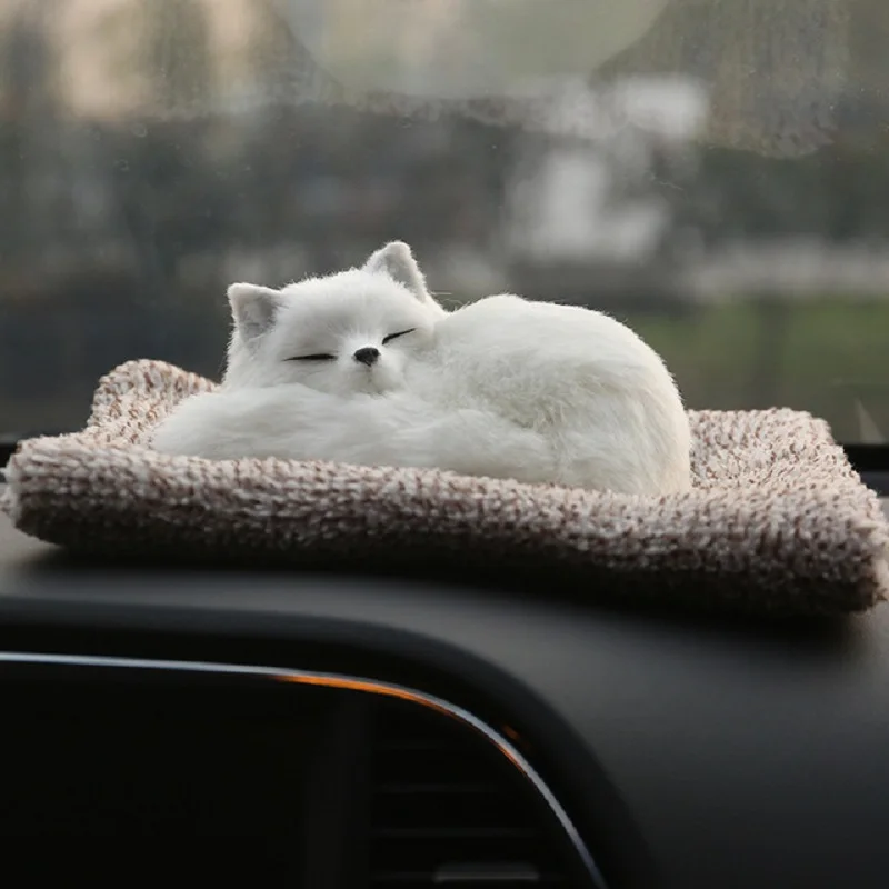  Car Ornament Plush Simulation Cute Sleeping Dog Puppy Dashboard Decoration Automobile Interior Home