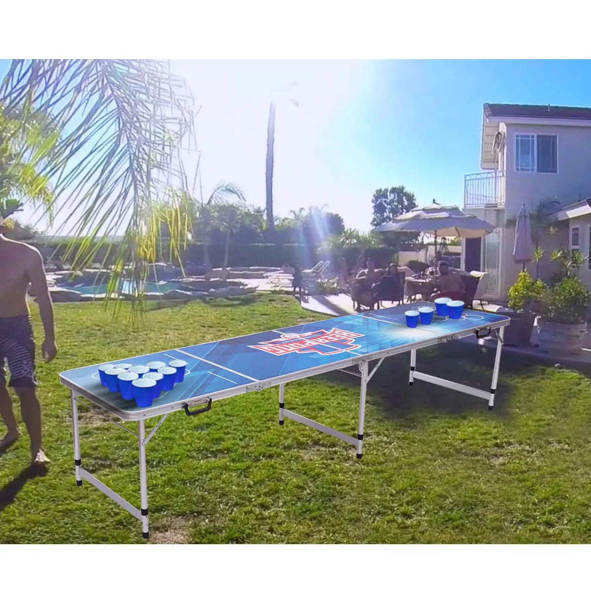 Giantex 8FT Portable Folding Beer Pong Table Party Gaming Picnic Camping Desk Modern Indoor Outdoor Furniture OP3336 Giantex 8FT Portable Folding Beer Pong Table Party Gaming Picnic Camping Desk Modern Indoor Outdoor Furniture OP3336