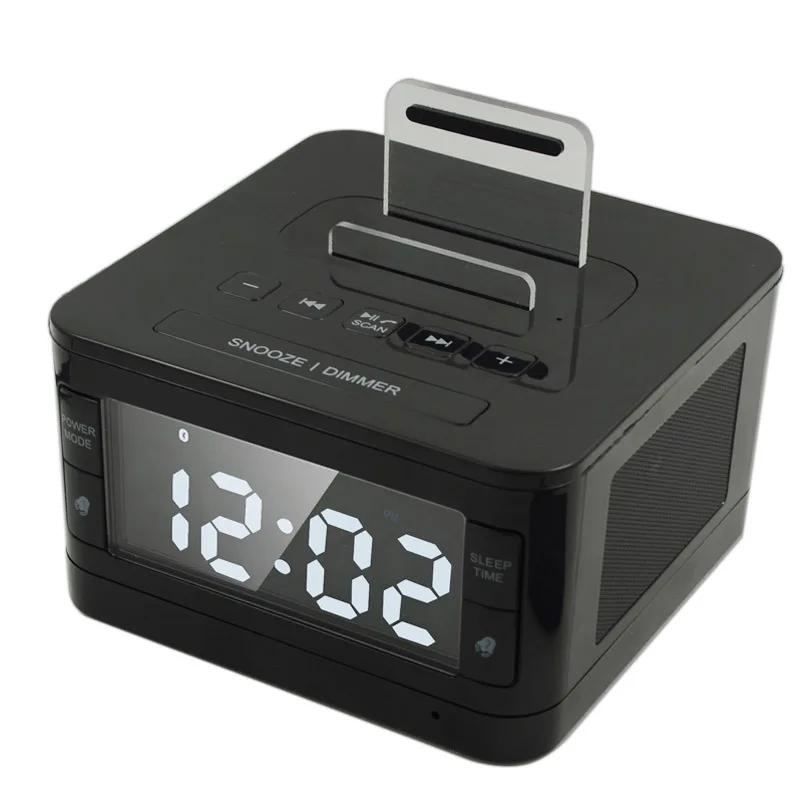 

2017 New alarm clock mobile phone bluetooth stereo USB plug LED clock in U disk radio speaker battery cube snooze function