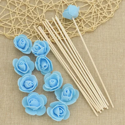 10pcs Colorful 3mm Rattan Artificial Flower Fragrance Diffuser Replacement Refill Stick Home Decor Supplies - Цвет: Sky blue