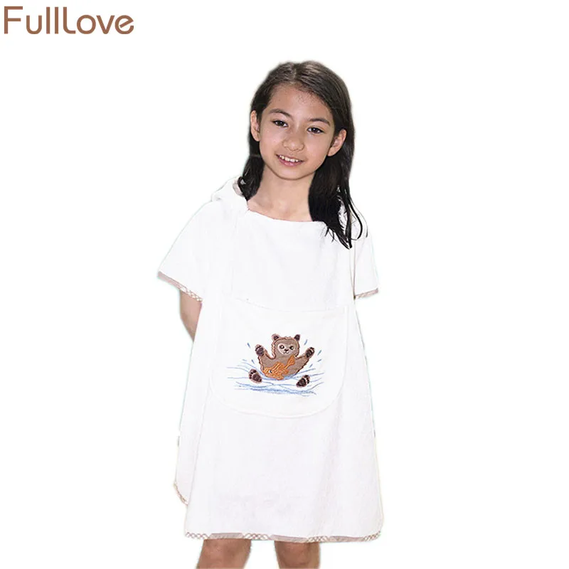 FullLove 60*60 см детские пляжные полотенца из хлопка с капюшоном накидка медвежонком