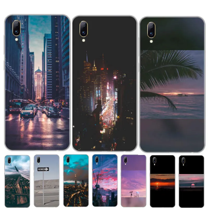

Silicone Case For Vivo V11 Case 6.41" Night Scene Sunset Print Soft TPU Back Cover For Coque Vivo V11 Pro Cover V 11 Phone Cases