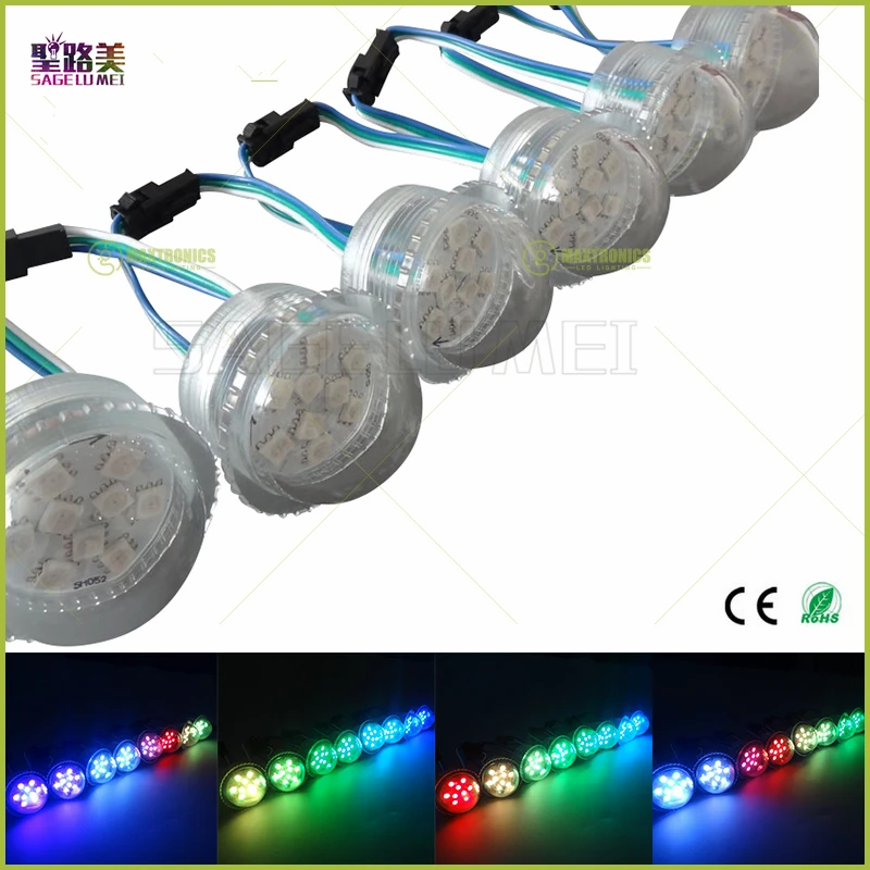 

200 pcs/pack super bright DC12V 2903IC 9LEDs SMD 5050 RGB Pixel Light D36mmTransparent Cover LED Module Strings waterproof IP68