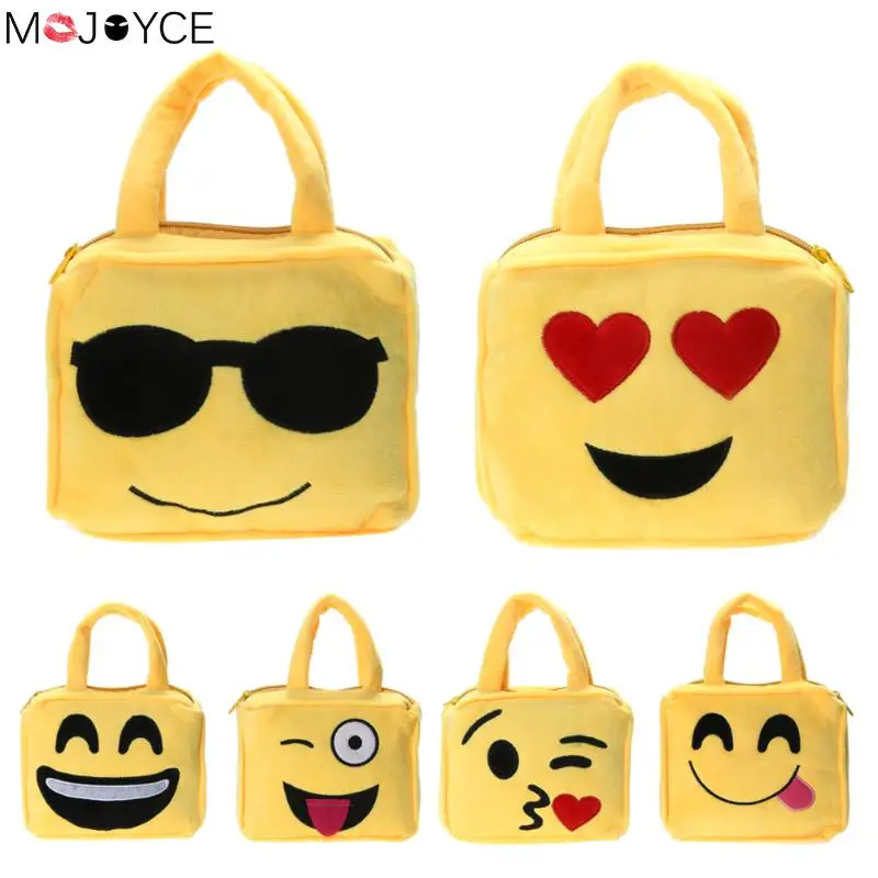 Fashion Handbags for Kids Emoji Face Expression Plush Children School