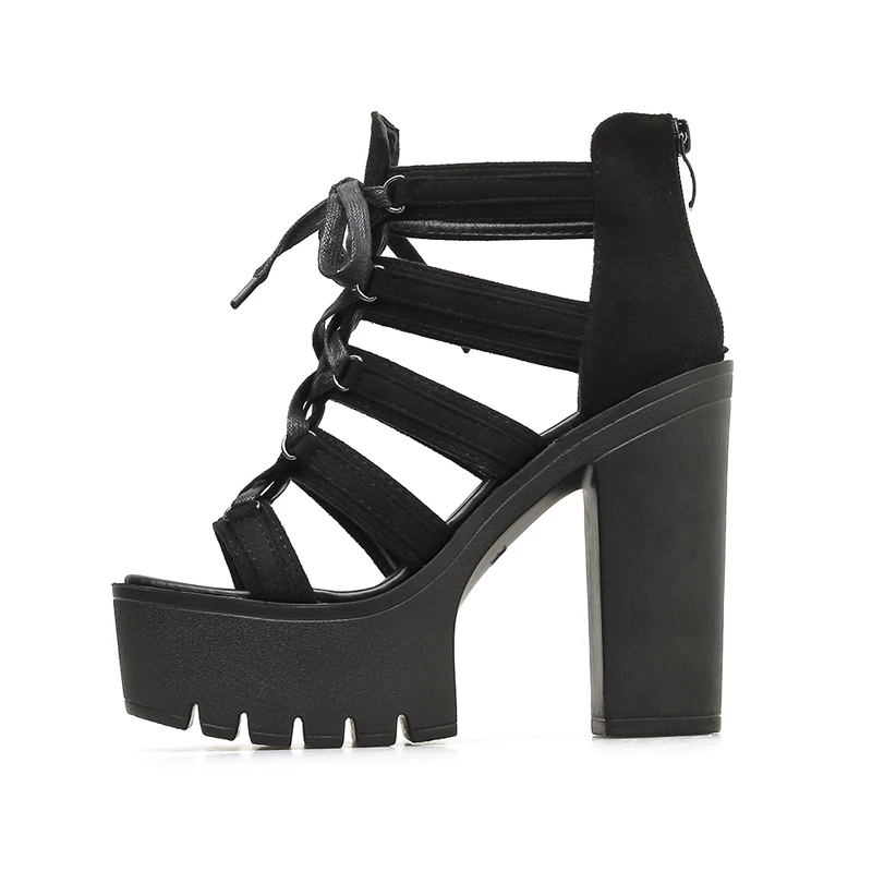 CM 13 High Heels Schwarz Keil Wildleder Schuhe Sandalen Zur Punk rdoCWxBe