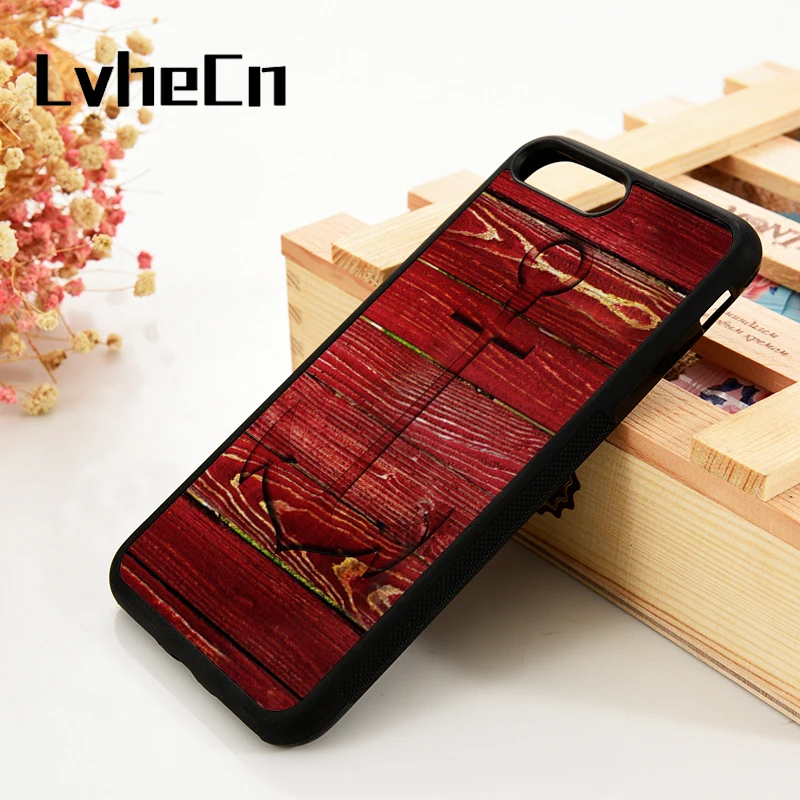 

LvheCn 5 5S SE 6 6S Phone Cover Case For iPhone 7 8 PLUS X Xs Max XR Soft Silicone Rubber Nautical ship Anchor Sea Wood inspired