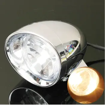

12V Universal Motorcycle MotorBike Round Headlight 4 Inch Chrome Lamp Amber Light Driving Fog Spot Light Lamp