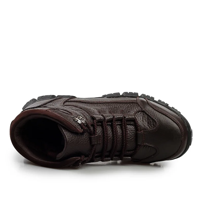 De Não Qualidade Sapatos black Couro Do Backcamel Fundo Alta Botas Inverno Quente Homens Pai deslizamento Pés Algodão Lã Grosso Definir Brown Dos 1Pt0dn0xH