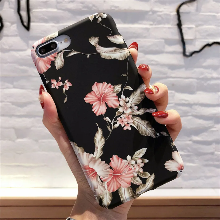 MOUSEMI Girls Flower Phone Cases For iPhone 7 Case On 7 8 Plus Case With Glass For iPhone X Hard PC For iPhone 6 s 5s se 7 Capa (3)