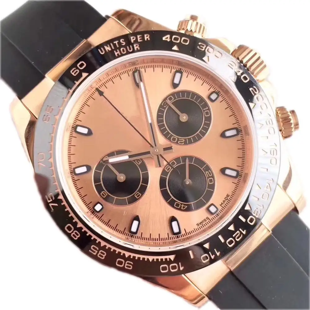 

AAA High Quality Rose Gold Mens Watch daytona M116519 Sapphire Cystal Black Rubber Strap AAA Automatic Machine Men watches.