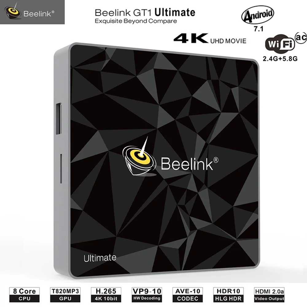 

Beelink GT1 Ultimate TV Box 3G 32G Amlogic S912 CPU DDR4 Android 7.1 Bluetooth V4.0 2.4G/5.8G WiFi TV Set-top Box Media Player