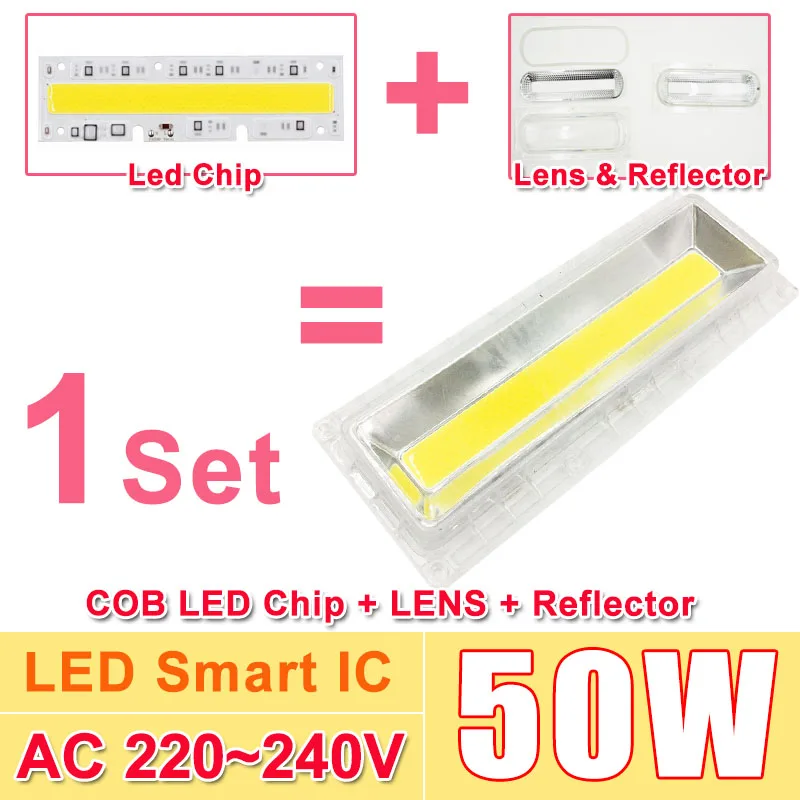 1 комплект светодиодный COB лампы Чип с светодиодный рассеивателем 230V 220V 240V 30 Вт 50 Вт 70 Вт 100 Вт 150 Вт Светодиодный прожектор светильник «сделай сам» - Испускаемый цвет: 50w 220v
