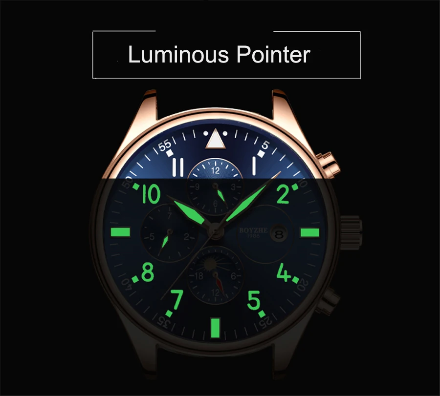 Luxury Brand Rose Gold Men Watches Automatic Mechanical Watch Sport Clock Leather Casual Business Retro Watch Relojes Hombre New