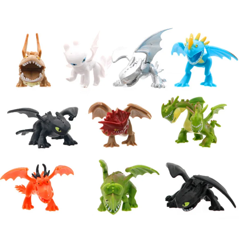 

10pcs/set How To Train Your Dragon 3 Figures Toys The Hidden World Toothless Night Fury Light Fury Hiccup Hideous Figure Toys