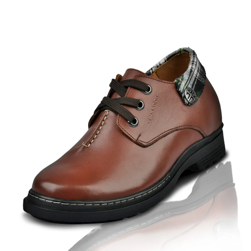 X5506 новые моды Повседневное телячьей кожи увеличивающие рост Повышенные обувь с Скрытая каблуки вырос Taller 9 см незримо