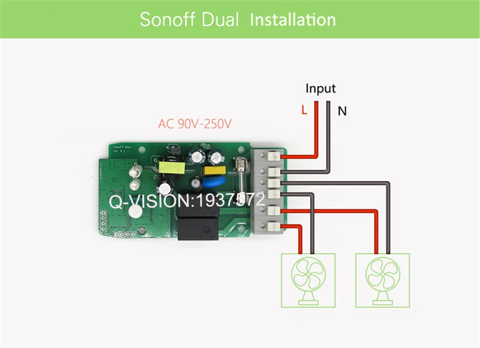 Itead Sonoff Dual Smart Home 2 Way Wifi Smart Switch,Wireless Remote Control Intelligent DIY Timer Switch Automation Ewelink-7