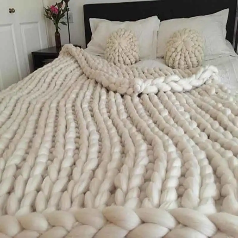 

Fashion Finger thick Thread Blanket Hand Weaving Wool knited Blankets Super Soft for Winter Warm Valentine's Day Gifts
