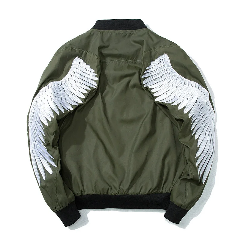 Мужская демисезонная куртка с вышивкой в виде крыльев, мужская куртка в стиле хип-хоп, модная верхняя одежда, мужская куртка со стоячим воротником, бейсбольные куртки