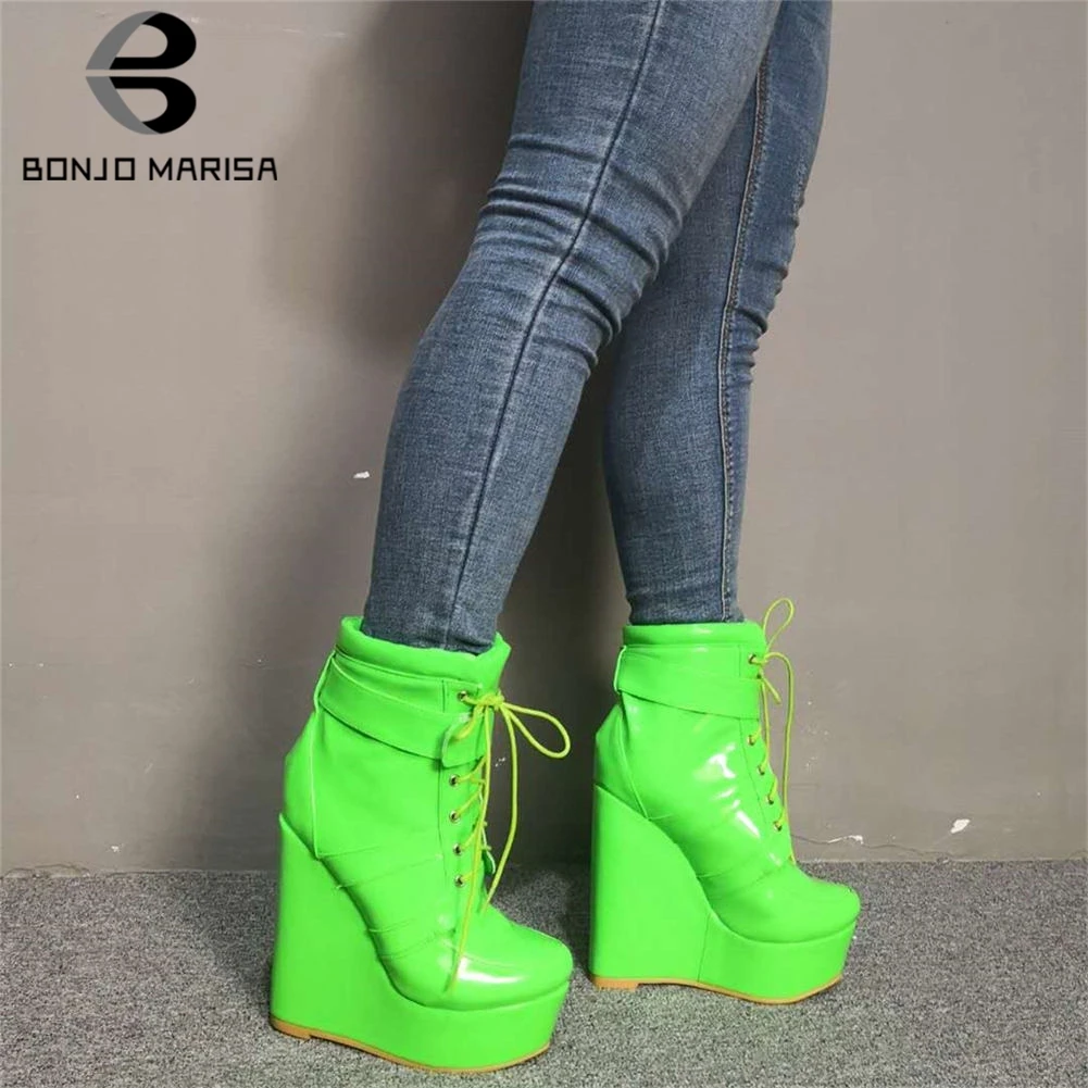 

BONJOMARISA Brand Design Big Size 47 Sexy Women Shoes Autumn Boots Woman Nightclub Winter Party High Heels Wedges Shoes Woman