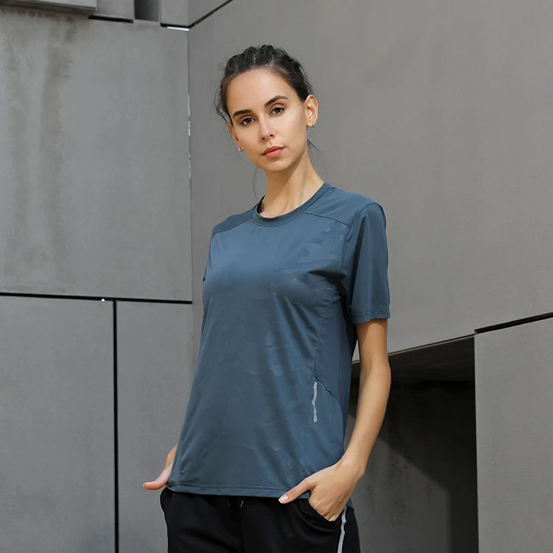 Yoga Running Tee Women Quick Dry Fitness Training Top Sports Mesh Print Short Sleeves Loose Outdoor T Shirt Women O Neck Workout