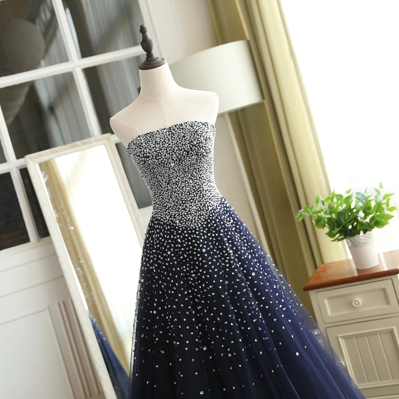 tulle navy evening gown